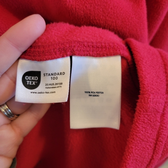 Lands End Red Half-Zip Fleece Pullover Sweater - Picture 4 of 5